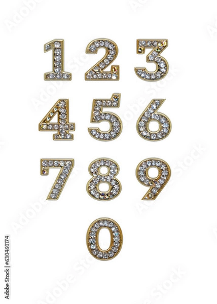 Obraz Gold Diamond Studded Numbers #0 -9 Set