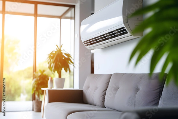 Fototapeta Energy-Efficient Air Conditioner in a Modern Living Room - Generative AI