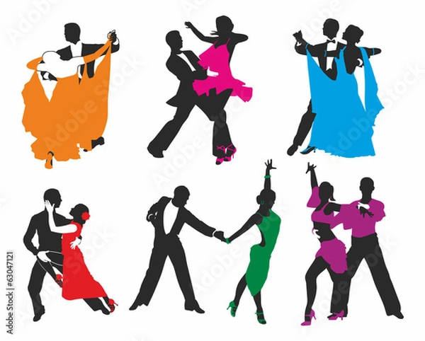 Obraz vector set of colored dancing couples