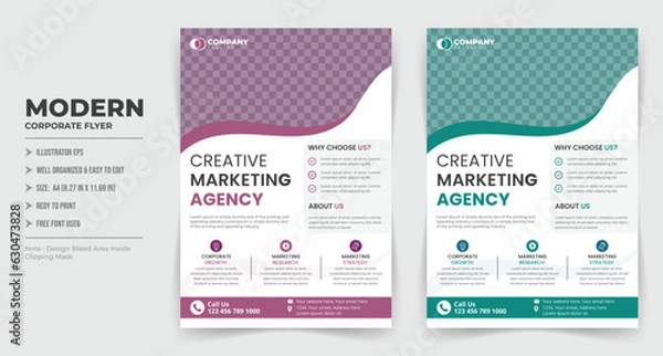 Fototapeta Corporate business flyer template With Color Combination, Brochure design, annual report, poster, flyer in A4, promotion, advertise, publication, cover page,