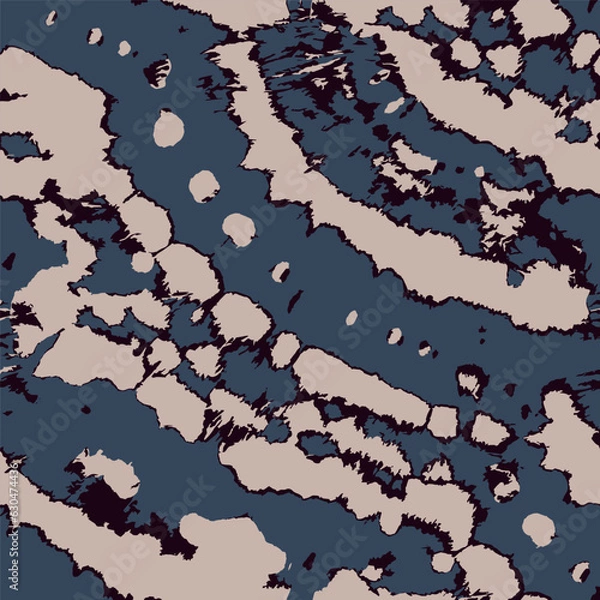 Fototapeta Seamless Swirls Colored Design. Indigo Trendy Print. Vector Tie Dye Pattern. Space Dye Print. Batik Zig Zag. Pink Wet Art Texture. Watercolor Texture. Hippie Summer Ethnic Design.