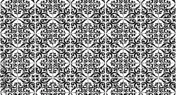 Fototapeta Rough texture. Broken plaster wall effect. Grunge worn damask pattern design. Distressed fabric texture. Overlay texture design. Vector illustration. Eps10.