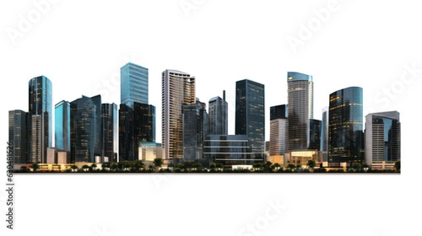 Obraz panoramic night city skyline isolated without background