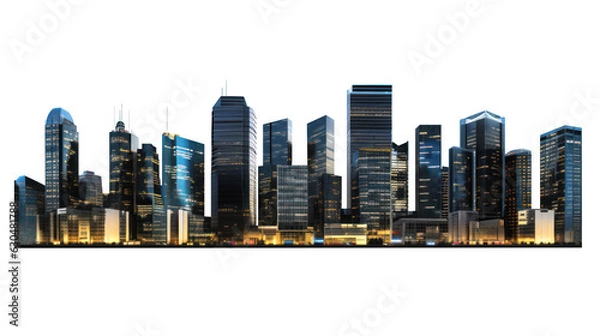 Obraz panoramic night city skyline isolated without background