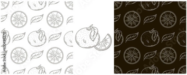 Fototapeta Monochrome Seamless pattern. Set in hand draw style. Can be used for fabric and etc
