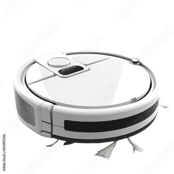 Obraz smart robot vacuum cleaner, isolated transparent background. Generative AI