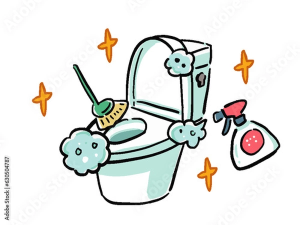 Obraz トイレ掃除のシンプル手描き風イラスト