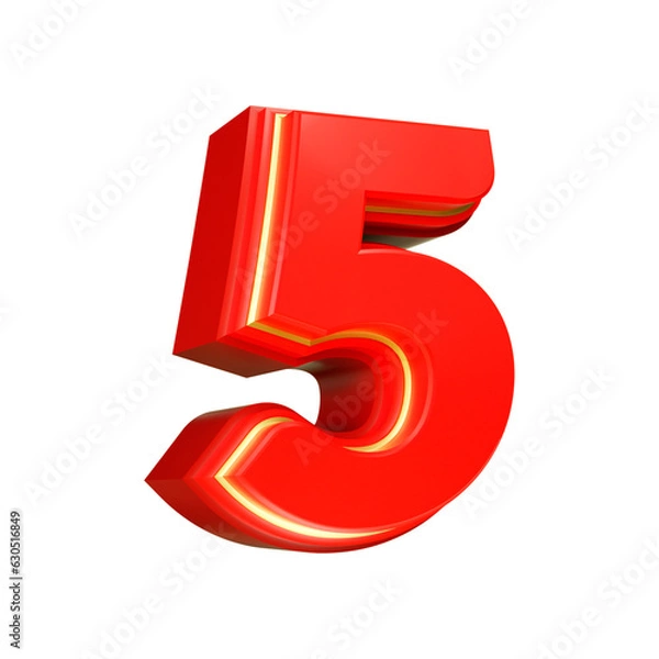 Fototapeta 3d render number font red
