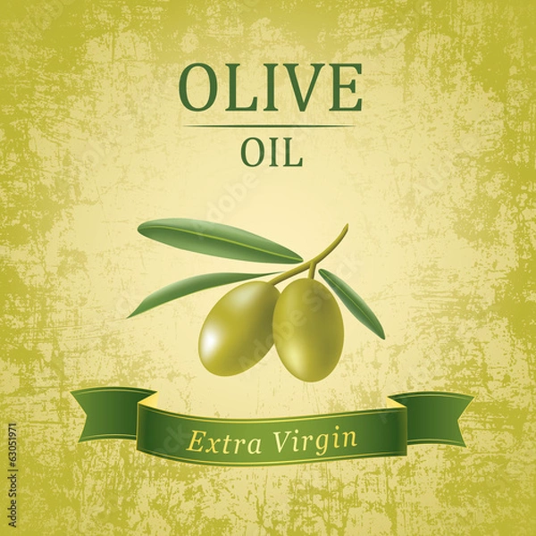 Obraz Vector olive oil. Decorative olive branch. For label, pack.