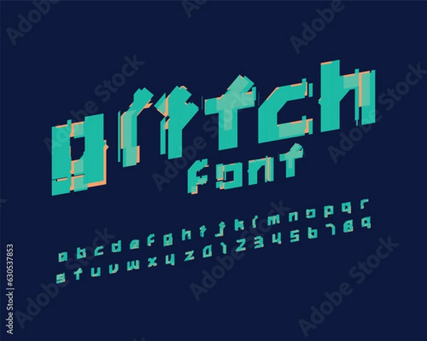Fototapeta Slanted Glitch bold font set