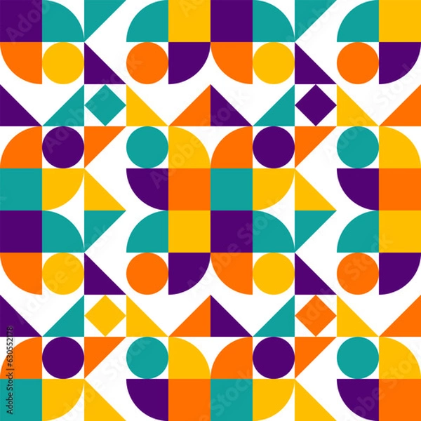 Fototapeta Geometric Mosaic Abstract Pattern Decorative Ornament Background Wall Vector Illustration Orange Yellow Purple