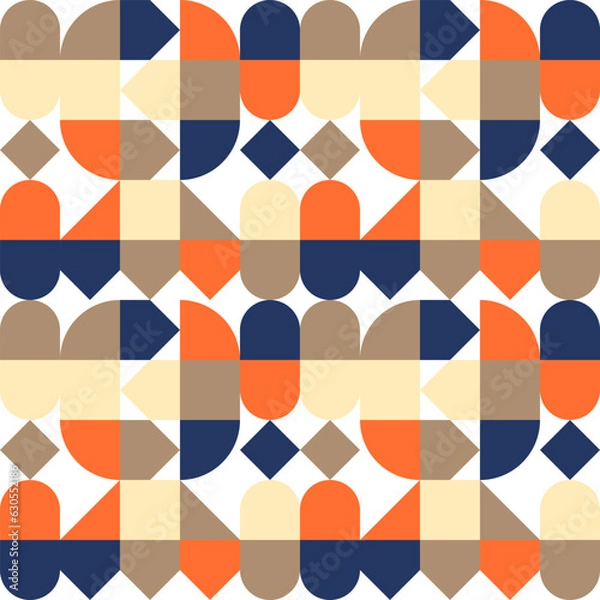 Fototapeta Geometric Mosaic Abstract Pattern Decorative Ornament Background Wall Vector Illustration Brown Orange Blue