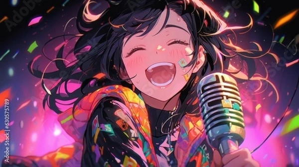 Fototapeta 歌う女の子,Generative AI AI画像