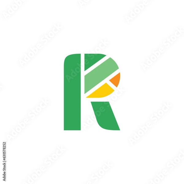 Fototapeta simple initial letter R logo with tree shape concept
