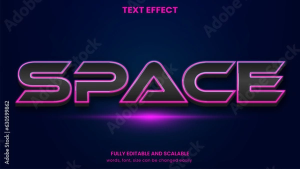 Obraz Space Galaxy glowing neon graphic style editable text effect	