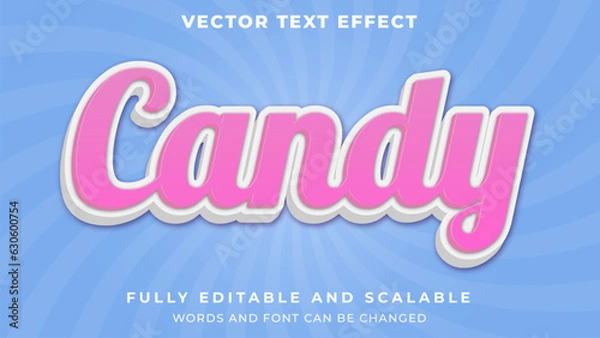 Obraz 3d cute candy playful text style effect template editable text effect