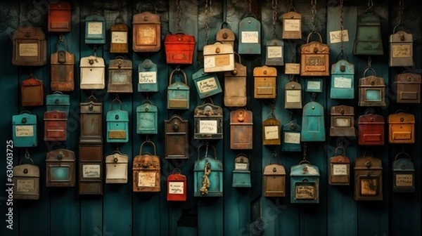 Fototapeta colorful mailboxes ai generated image