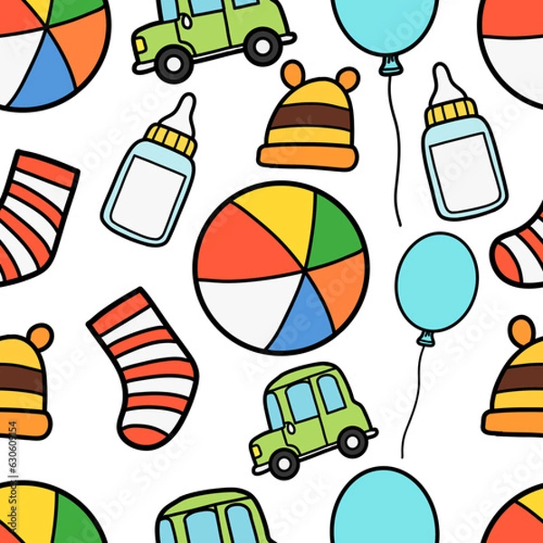 Obraz Baby equipment pattern seamless background.