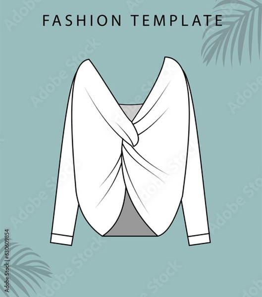 Obraz blouse sketch.  Women's Top Fashion Flat Sketch. 