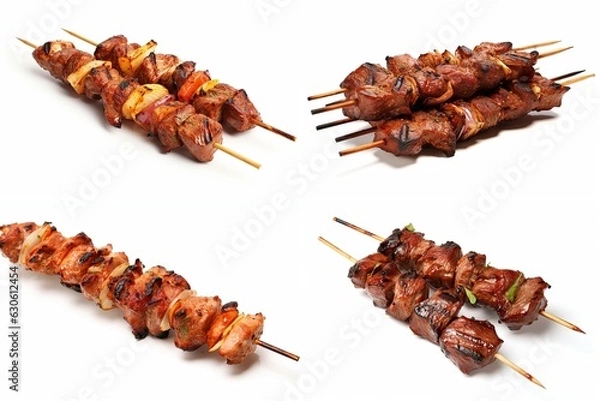 Fototapeta set of kebabs isolated on white background