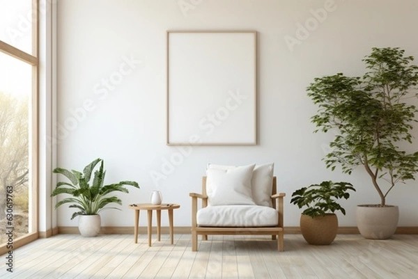 Fototapeta Minimalist Interior Canvas Mockup Created with Generative AI