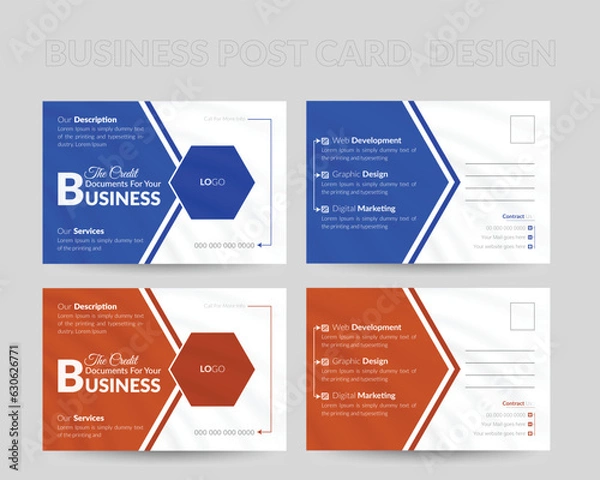 Fototapeta Modern Business post card design, vector template layout, Business banner design and corporate flyer design
