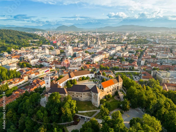 Obraz Aerial drone view of Ljubljana, Slovenia