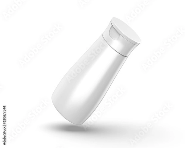 Fototapeta Blank white cosmetic container ready for your branding and design mockup template isolated on white background, 3d illustration.