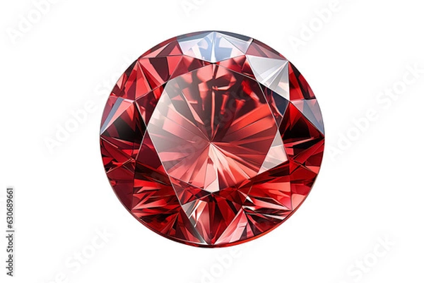 Obraz Red gemstone isolate on transparent background. Generative Ai