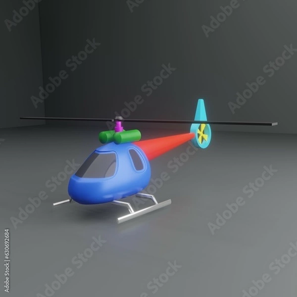 Fototapeta 3d render of Blue Helicopter.
