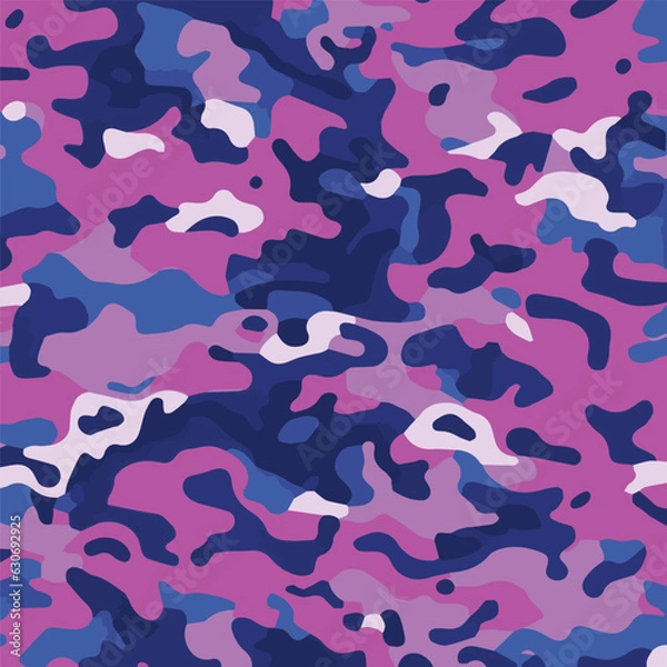 Fototapeta Camouflage seamless pattern. Trendy style camo, repeat print. Vector illustration. Khaki texture, perfect for military army design
