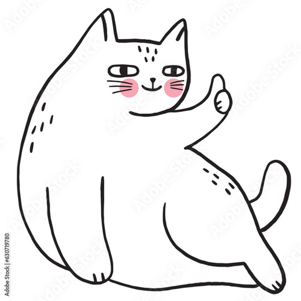 Obraz Cartoon cute funny cat vector.