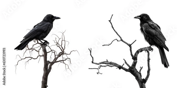 Fototapeta raven on a branch. Generative AI.