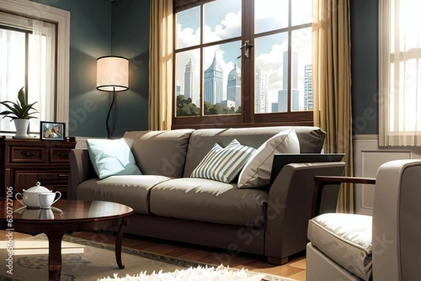 Obraz modern living room, Generative AI