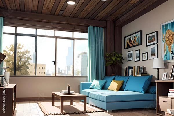Fototapeta modern living room, Generative AI