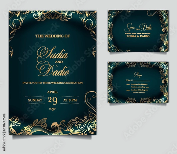 Obraz luxury elegant wedding invitation card set