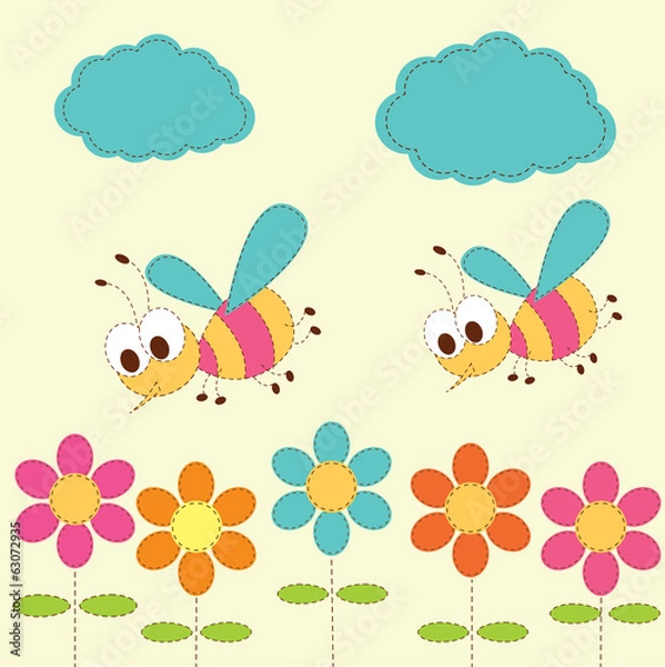 Obraz Cute baby background with bees