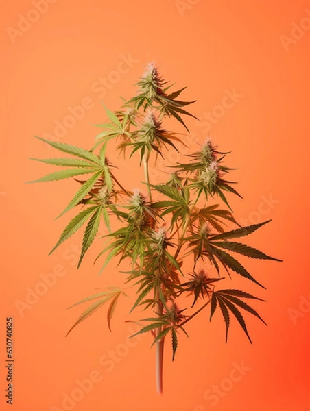 Obraz A cannabis plant on orange