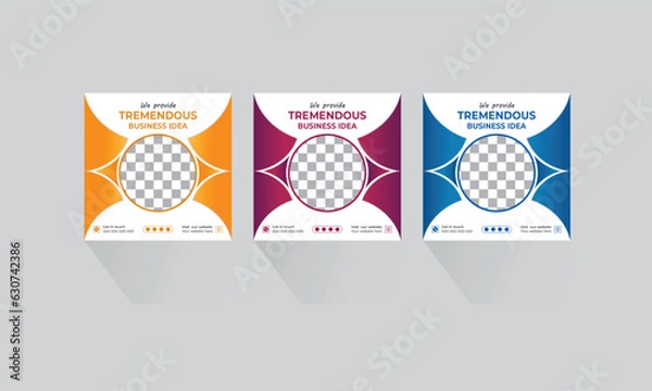 Fototapeta Digital business marketing editable minimal square banner for social media post template