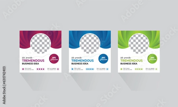 Fototapeta Digital business marketing editable minimal square banner for social media post template