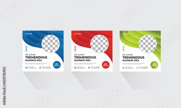 Fototapeta Digital business marketing editable minimal square banner for social media post template