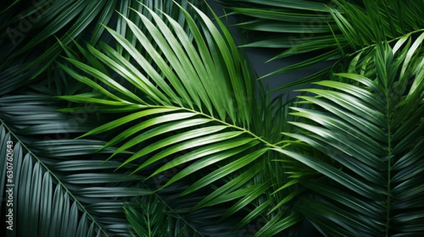 Fototapeta Tropical green palm leaves Design on background, Summer background
