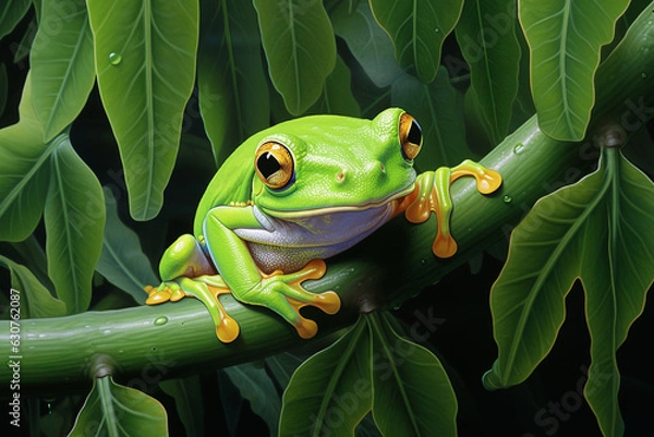 Fototapeta green frog in the forest