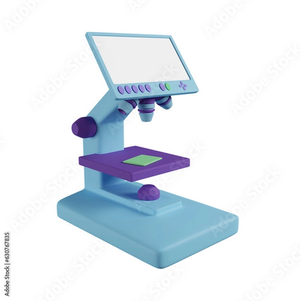 Fototapeta 3d microscope isolated on white. 3d rendering