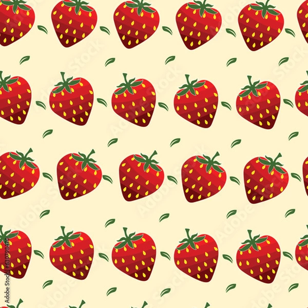 Fototapeta vector seamless beautiful strawberry illustration without end suitable for existing designs, backgrounds, for print, for wrapping paper and so on
