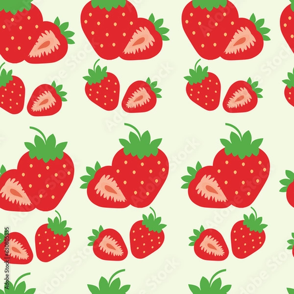 Fototapeta vector seamless beautiful strawberry illustration without end suitable for existing designs, backgrounds, for print, for wrapping paper and so on
