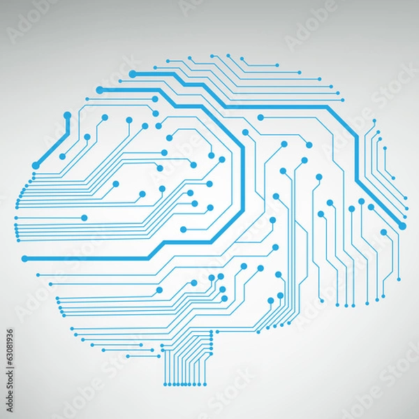 Fototapeta Circuit board computer style brain vector technology background