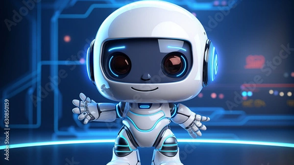 Obraz cute cartoon robot android, ai generated