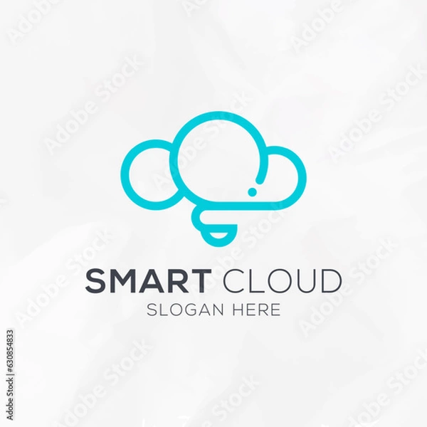 Fototapeta Modern smart bulb cloud logo design vector template