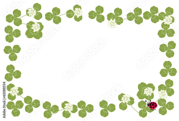 Fototapeta シロツメグサとてんとう虫のフレーム